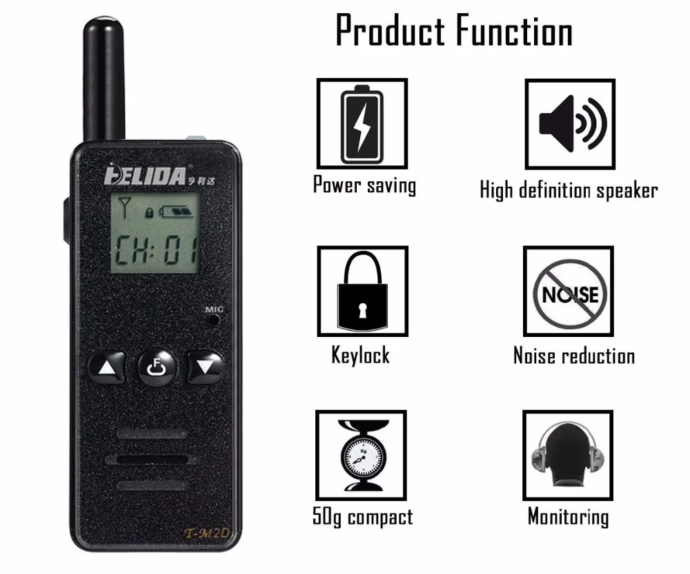 Portable Mini Walkie Talkie T‑M2D, 128 Channels UHF 400‑520MHz Two Way Radio - Image 4