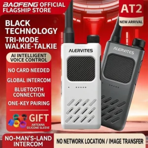 Discreet & Slim BAOFENG AT2 Hotel Walkie Talkie – Fast One-Key Pairing, Bluetooth Configurable Handheld Transceiver