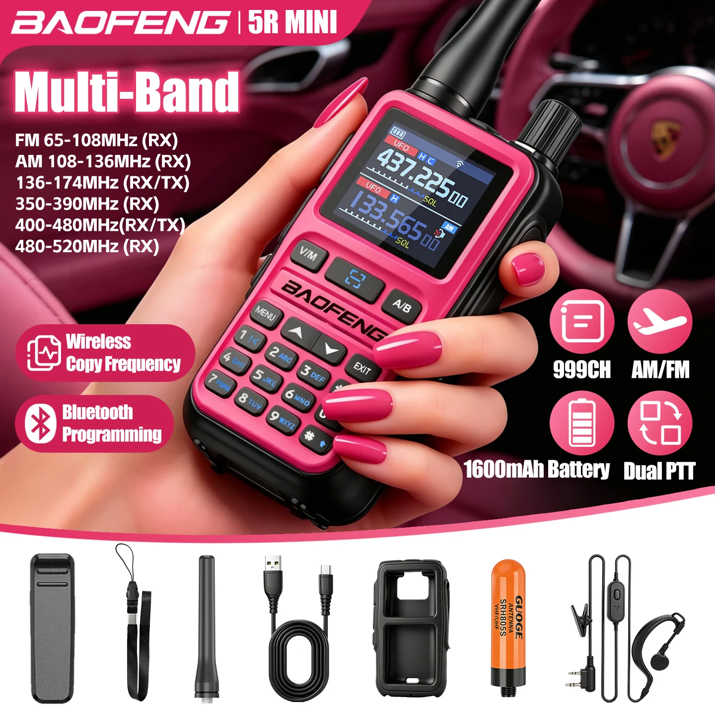 BAOFENG 5Rmini Dual PTT Outdoor Two-Way Radio – Cable-Free Bluetooth Programming for Road Trips, Backpacking & Emergency - Image 4