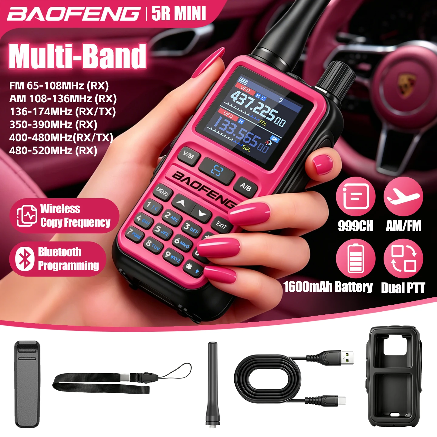 BAOFENG 5Rmini Dual PTT Outdoor Two-Way Radio – Cable-Free Bluetooth Programming for Road Trips, Backpacking & Emergency - Image 6