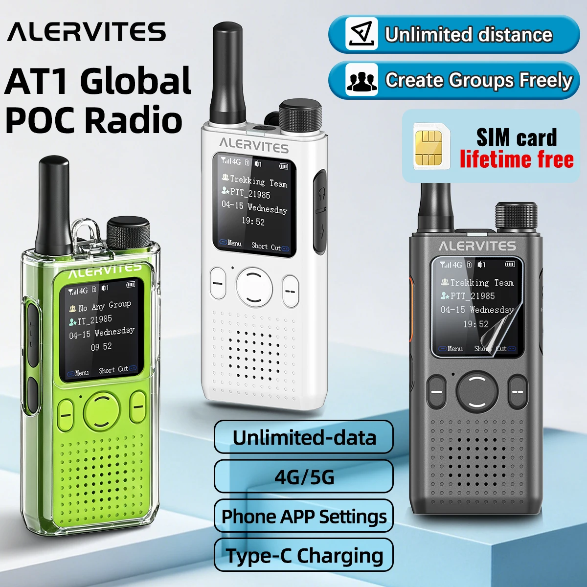 Baofeng AT1 Nationwide & Global PoC Walkie Talkie with Lifetime Free 4G/5G Unlimited Data - Create Groups Freely (Free Shipping)