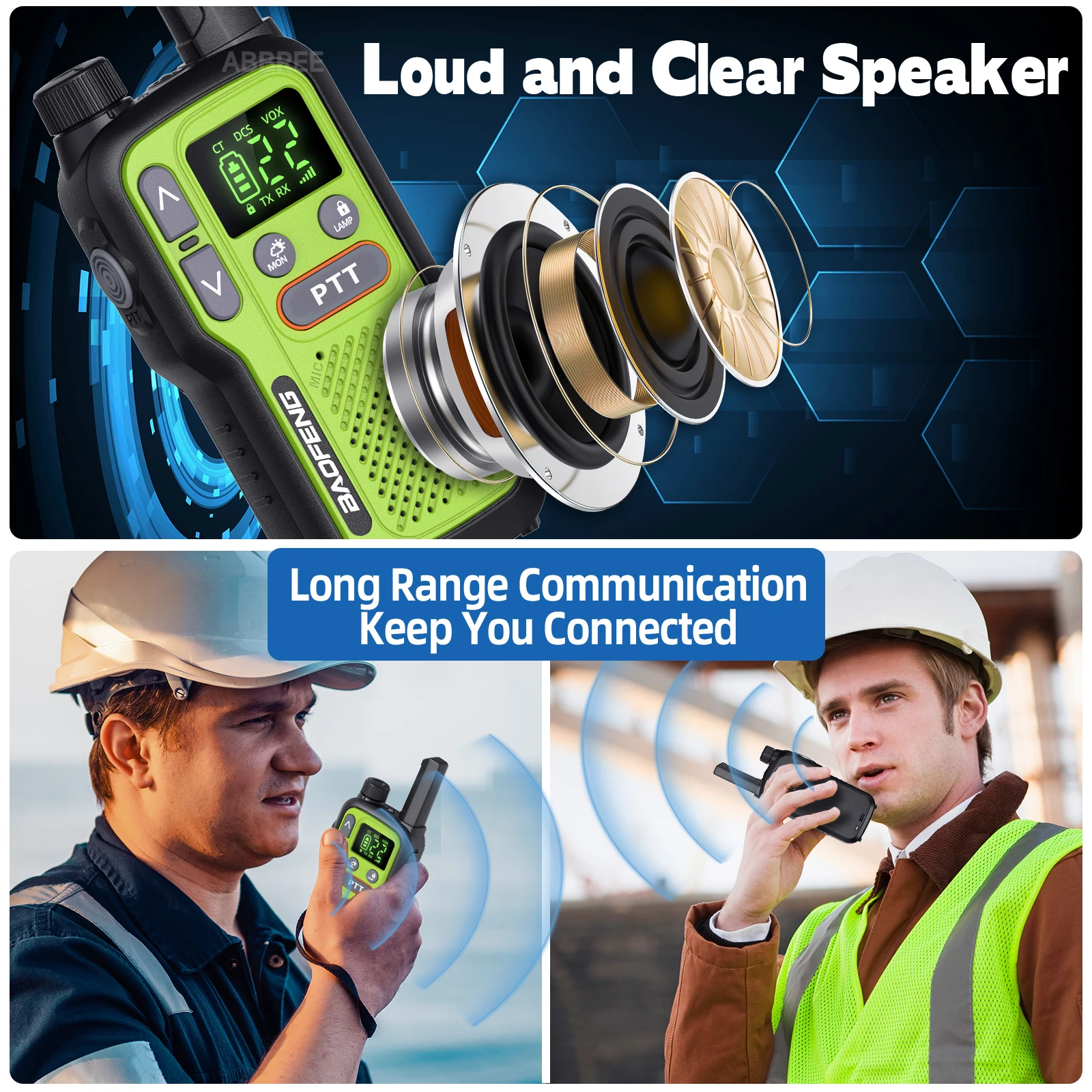 Baofeng BF-T18 (Pair) Mini Adventure Walkie Talkie Set, NOAA Hazard Alert Long Range 2-Way Intercom with Dual PTT - Image 4