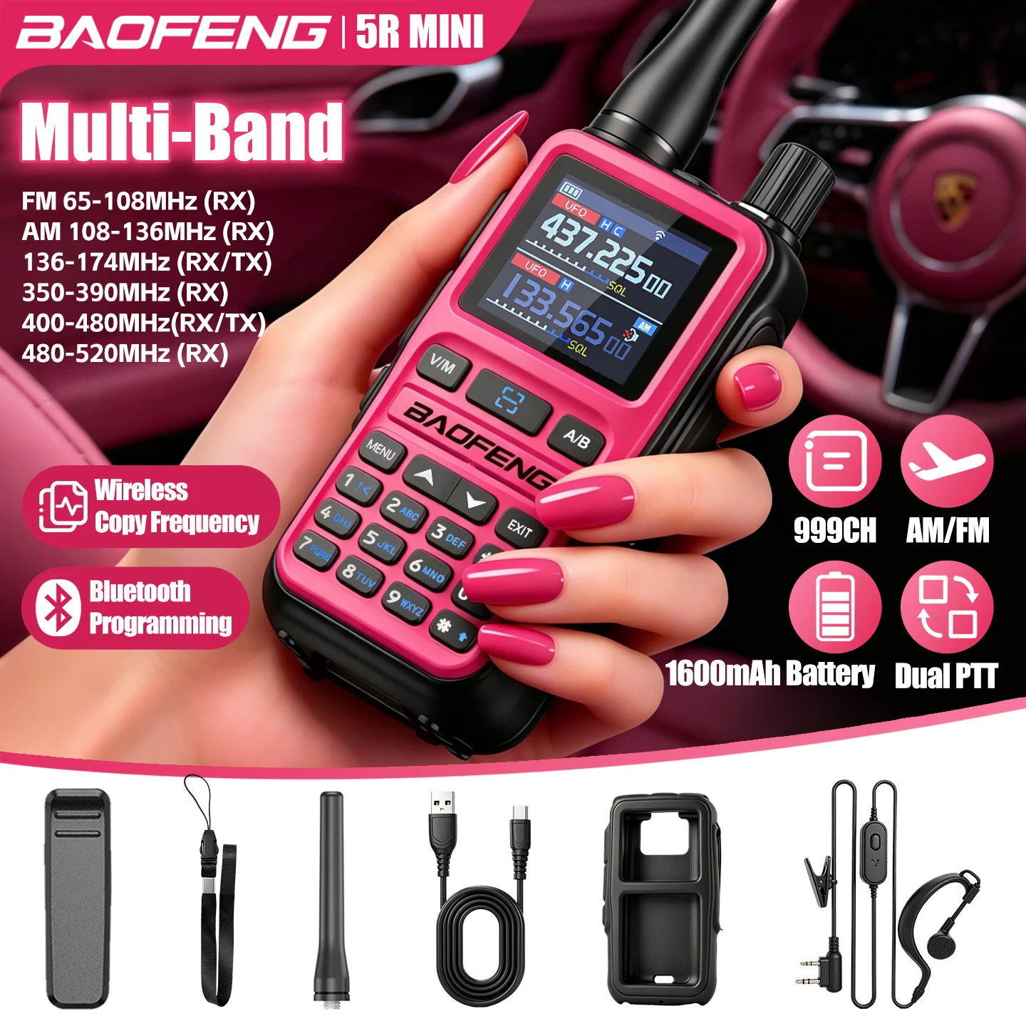 BAOFENG 5Rmini Dual PTT Outdoor Two-Way Radio – Cable-Free Bluetooth Programming for Road Trips, Backpacking & Emergency - Image 5