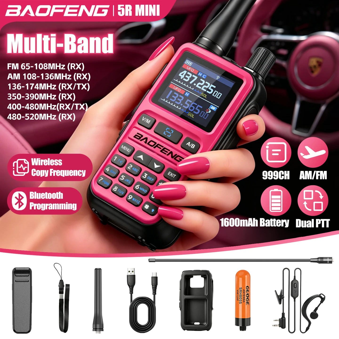 BAOFENG 5Rmini Dual PTT Outdoor Two-Way Radio – Cable-Free Bluetooth Programming for Road Trips, Backpacking & Emergency - Image 3