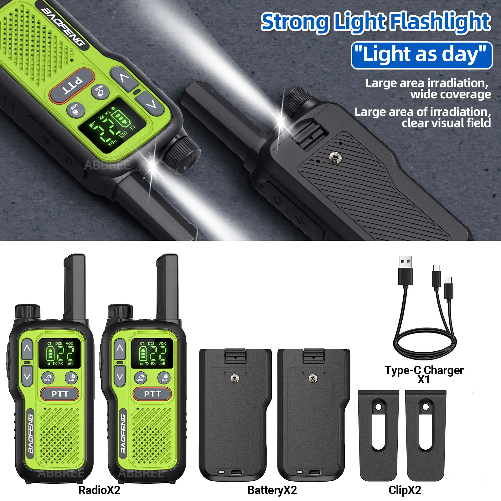 Baofeng BF-T18 (Pair) Mini Adventure Walkie Talkie Set, NOAA Hazard Alert Long Range 2-Way Intercom with Dual PTT - Image 6