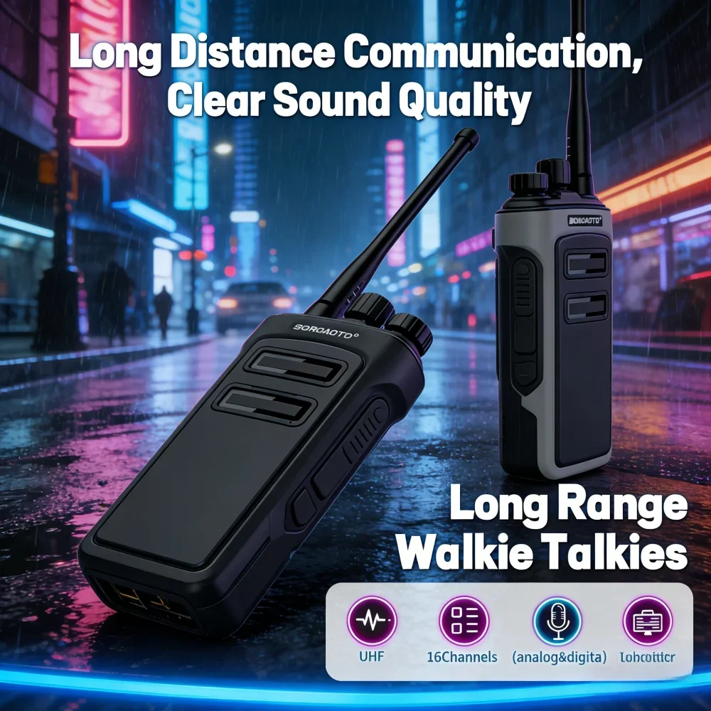 Rechargeable Waterproof Long Range Walkie Talkie Two Way Radio with One Key Decoding for Construction Security Office Use - Image 4